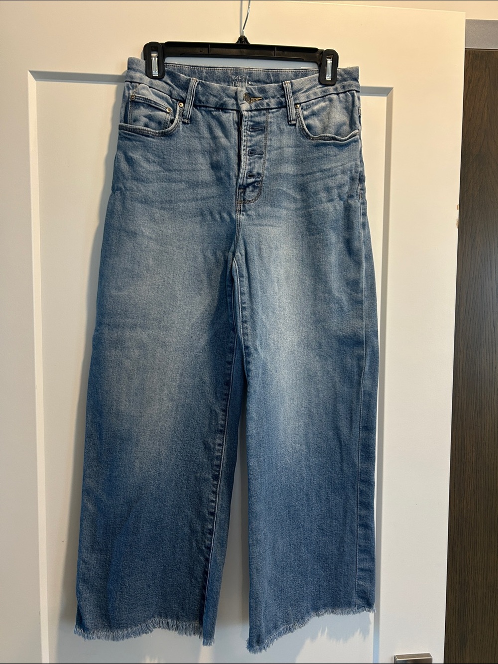 Time and Tru Medium Blue High-Rise Cropped Wide Leg Jeans
